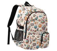 Reiacy Cartoon Spaceship Cute Spaceship with The Word School Backpack for Kids, Large Capacity Bookbag Laptop Bag Travel Backpack for Middle School College