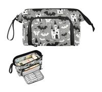 Reiacy Castle Bats Ghost Large Pencil Case, Big Capacity Pencils Pouch with Handle, Pen Bag for Girls Boys Women, Ideal for Travel School Office Gift