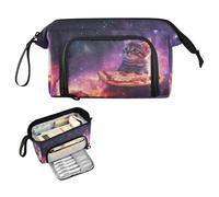 Reiacy Cat Pizza Star River Large Pencil Case, Big Capacity Pencils Pouch with Handle, Pen Bag for Girls Boys Women, Ideal for Travel School Office Gift