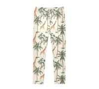 Reiacy Coconut Trees and Giraffes Girls Leggings Soft Comfortable Athletic Leggings Dancing Pants for 4-10 Years