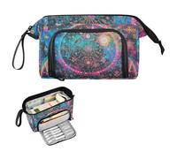 Reiacy Colorful Astrology Stars Large Pencil Case, Big Capacity Pencils Pouch with Handle, Pen Bag for Girls Boys Women, Ideal for Travel School Office Gift