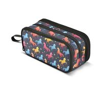 Reiacy Colorful Unicorns Stars Pencil Case Big Capacity Pencil Pouch with Zipper Compartments Stationery Pencil Bag for Kids Teen School
