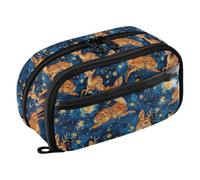 Reiacy Cute Baby Deer Starry Sky Pencil Case, Waterproof Zipper Pen Bag Pouch Organizer with PE Divider Large Capacity Stationery Storage for School Office