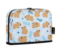 Reiacy Cute Capybara Simple Flower Blue Pattern Pencil Cases Pencil Pouch with Zipper Stationery Storage Bag for Kids School Office