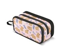 Reiacy Cute Capybara Simple Flower Pattern Pencil Case Big Capacity Pencil Pouch with Zipper Compartments Stationery Pencil Bag for Kids Teen School