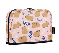 Reiacy Cute Capybara Simple Flower Pattern Pencil Cases Pencil Pouch with Zipper Stationery Storage Bag for Kids School Office