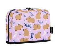 Reiacy Cute Capybara Simple Flower Purple Pattern Pencil Cases Pencil Pouch with Zipper Stationery Storage Bag for Kids School Office