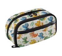 Reiacy Cute Colored Crocodiles Pencil Case, Waterproof Zipper Pen Bag Pouch Organizer with PE Divider Large Capacity Stationery Storage for School Office