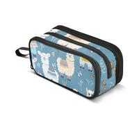 Reiacy Cute Fashion Lama Animals in Various Pose Pencil Case for Boys Girls, Large Capacity Pen Bag 3 Compartment Pencil Pouch Stationery Organizer Marker Case for School Office Work