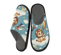 Reiacy Cute Lion Cubs Flying in The Sky House Slippers for Women Men, Non Slip Indoor Outdoor Slippers Warm Slippers House Shoes