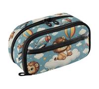 Reiacy Cute Lion Cubs Flying in The Sky Pencil Case, Waterproof Zipper Pen Bag Pouch Organizer with PE Divider Large Capacity Stationery Storage for School Office