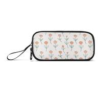Reiacy Cute Tiny Peach Flowers Pencil Case Big Capacity Pencil Pouch with Zipper Compartments Stationery Pencil Bag for Kids Teen School