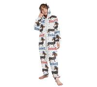 Reiacy Dachshund Dog Kiss Children Onesie Pajama, One Piece Sleepwear Jumpsuits for Girls and Boys Multicolor
