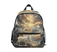 Reiacy Deer Golden Light White Birds Kids Small School Backpack, Toddler Preschool Shoulder Bookbag Kindergarten School Bag Casual Daypack