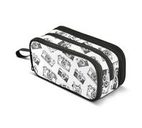Reiacy Doodle Disposable Camera Pencil Case for Boys Girls, Large Capacity Pen Bag 3 Compartment Pencil Pouch Stationery Organizer Marker Case for School Office Work