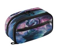 Reiacy Dragon Starry Sky Pencil Case, Waterproof Zipper Pen Bag Pouch Organizer with PE Divider Large Capacity Stationery Storage for School Office