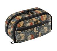 Reiacy Ethnic Sun Moon Star Pencil Case, Waterproof Zipper Pen Bag Pouch Organizer with PE Divider Large Capacity Stationery Storage for School Office