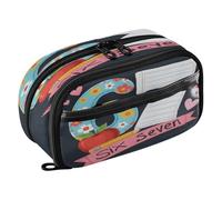 Reiacy Floral Six Seven Pencil Case, Waterproof Zipper Pen Bag Pouch Organizer with PE Divider Large Capacity Stationery Storage for School Office