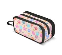 Reiacy Footprint Pattern Pencil Case Big Capacity Pencil Pouch with Zipper Compartments Stationery Pencil Bag for Kids Teen School