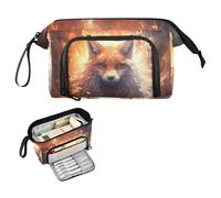 Reiacy Fox Fire Large Pencil Case, Big Capacity Pencils Pouch with Handle, Pen Bag for Girls Boys Women, Ideal for Travel School Office Gift