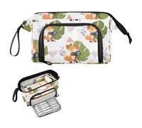 Reiacy Fox Funny Leaf Hearts Large Pencil Case, Big Capacity Pencils Pouch with Handle, Pen Bag for Girls Boys Women, Ideal for Travel School Office Gift