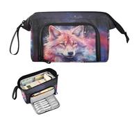 Reiacy Fox Space Large Pencil Case, Big Capacity Pencils Pouch with Handle, Pen Bag for Girls Boys Women, Ideal for Travel School Office Gift