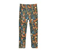 Reiacy Fox with Forest Girls Leggings Soft Comfortable Athletic Leggings Dancing Pants for 4-10 Years