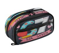 Reiacy Fruit Six Seven Pencil Case, Waterproof Zipper Pen Bag Pouch Organizer with PE Divider Large Capacity Stationery Storage for School Office