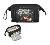 Reiacy Funny Dandelion Fox Large Pencil Case, Big Capacity Pencils Pouch with Handle, Pen Bag for Girls Boys Women, Ideal for Travel School Office Gift