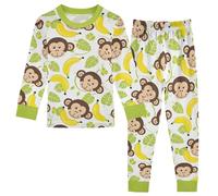 Reiacy Funny Monkey Face Banana Kids Pajama Sets Long Sleeve Top and Pants, Snug Fit Sleepwear for Night Wears Multicolor