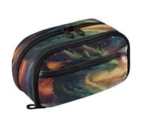 Reiacy Green Dragon Starry Sky Pencil Case, Waterproof Zipper Pen Bag Pouch Organizer with PE Divider Large Capacity Stationery Storage for School Office
