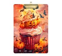 Reiacy Halloween Cupcake Clipboard, Plastic A4 Clipboards with Low Profile, Cute Decorative Gold Clip for Nurses Student Teacher Office, 12.5"x9"