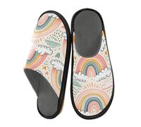 Reiacy Hand Drawn Rainbow Pattern House Slippers for Women Men, Non Slip Indoor Outdoor Slippers Warm Slippers House Shoes