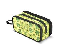 Reiacy Happy Frogs Pencil Case for Boys Girls, Large Capacity Pen Bag 3 Compartment Pencil Pouch Stationery Organizer Marker Case for School Office Work