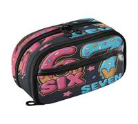 Reiacy Ice Cream Six Seven Pencil Case, Waterproof Zipper Pen Bag Pouch Organizer with PE Divider Large Capacity Stationery Storage for School Office