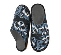 Reiacy Large Group Of Suspicious Looking Raccoons House Slippers for Women Men, Non Slip Indoor Outdoor Slippers Warm Slippers House Shoes