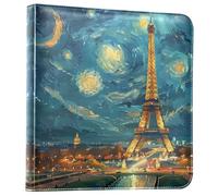 Reiacy Large Photo Album Scrapbook Self Adhesive - Eiffel Tower Night Van.gogh DIY Leather Memory Book - Refillable Ring Binder w/20 Sheets Holds 6x4, 7x5 Photos for Travel Family