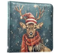 Reiacy Large Photo Album Scrapbook Self Adhesive - Elk Wear Santa Claus DIY Leather Memory Book - Refillable Ring Binder w/20 Sheets Holds 6x4, 7x5 Photos for Travel Family