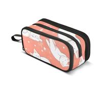 Reiacy Lazy White Cat Sleeping Pencil Case for Boys Girls, Large Capacity Pen Bag 3 Compartment Pencil Pouch Stationery Organizer Marker Case for School Office Work