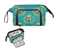 Reiacy Leaf Football Crown Large Pencil Case, Big Capacity Pencils Pouch with Handle, Pen Bag for Girls Boys Women, Ideal for Travel School Office Gift
