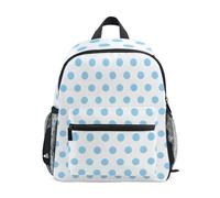 Reiacy Light Blue Polka Dot Pattern Kids Small School Backpack, Toddler Preschool Shoulder Bookbag Kindergarten School Bag Casual Daypack