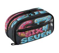 Reiacy Light Red Blue Six Seven Pencil Case, Waterproof Zipper Pen Bag Pouch Organizer with PE Divider Large Capacity Stationery Storage for School Office