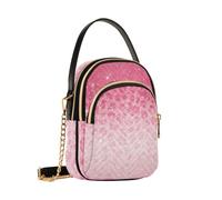 Reiacy Light Red Ombre Leopard Print Crossbody Bag for Women, Detachable Chain Bag Phone Purse Shoulder Handbag Wallet