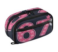 Reiacy Light Red Star Six Seven Pencil Case, Waterproof Zipper Pen Bag Pouch Organizer with PE Divider Large Capacity Stationery Storage for School Office