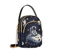 Reiacy Lonely Astronaut on The Moon Crossbody Bag for Women, Detachable Chain Bag Phone Purse Shoulder Handbag Wallet