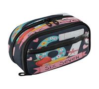 Reiacy Love Six Seven Pencil Case, Waterproof Zipper Pen Bag Pouch Organizer with PE Divider Large Capacity Stationery Storage for School Office