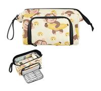 Reiacy Monkey Bananas Large Pencil Case, Big Capacity Pencils Pouch with Handle, Pen Bag for Girls Boys Women, Ideal for Travel School Office Gift