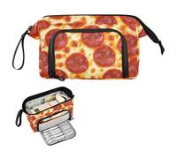Reiacy Pizza Sliced Ham Large Pencil Case, Big Capacity Pencils Pouch with Handle, Pen Bag for Girls Boys Women, Ideal for Travel School Office Gift