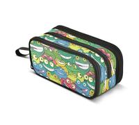 Reiacy Rainbow Cartoon Frogs Pencil Case for Boys Girls, Large Capacity Pen Bag 3 Compartment Pencil Pouch Stationery Organizer Marker Case for School Office Work