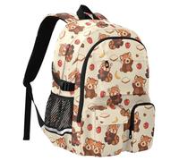 Reiacy Red Panda Fruit Bread Banana Pattern School Backpack for Kids, Large Capacity Bookbag Laptop Bag Travel BackPack for Middle School College